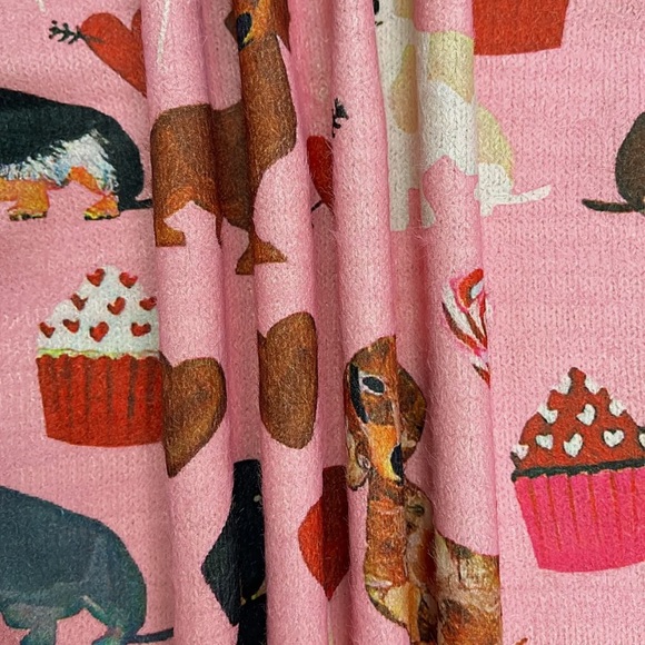 SM Pink Dachshund Print Women’s Sweater – Hearts & Cupcakes - Picture 3 of 9